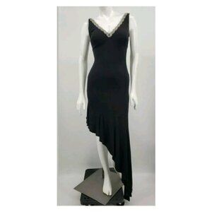 Nicole Bakti Black Cocktail Dress Rhinestones XS